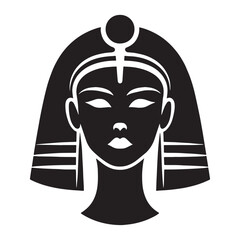 Sovereign Cleopatra face silhouette, commanding admiration - Cleopatra illustration - Cleopatra vector - Egyptian queen silhouette - Egyptian silhouette

