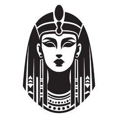Striking Cleopatra face silhouette, showcasing grace and power - Cleopatra illustration - Cleopatra vector - Egyptian queen silhouette - Egyptian silhouette

