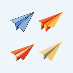 Vector illustration of four paper airplanes of different shapes