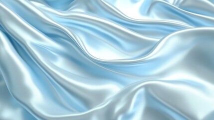 Fototapeta premium Light Blue Satin Fabric Drape