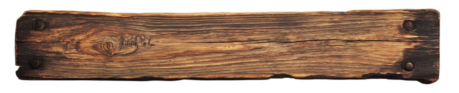 long wooden signboard, wood plank isolated on a transparent or white background, cut-out, PNG
