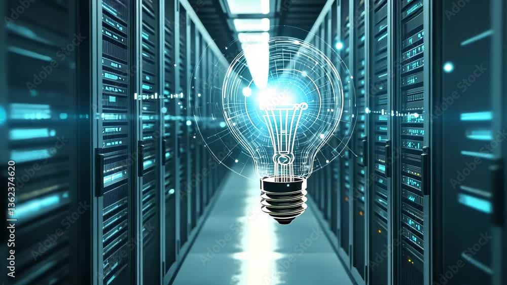 Poster lights illuminate the data center showcasing advanced technology and innovation in networking infras