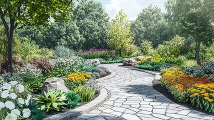 Obraz premium Garden design concept using a digital tablet