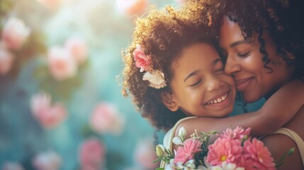 Fototapeta premium Celebrating motherhood with love on Mother's Day with a heartfelt greeting card