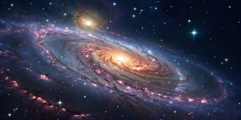 Vibrant galaxy swirling with stars and cosmic dust in deep space.