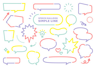 シンプルでポップなラインの吹き出し素材