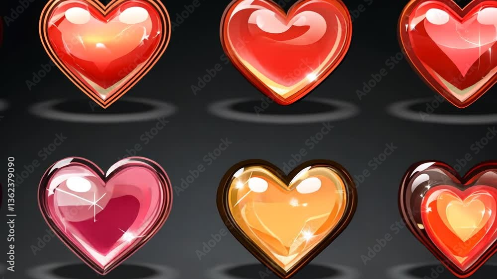 Aufkleber various simple red vector heart love icons in different styles generative ai