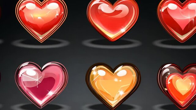 Various Simple Red Vector Heart Love Icons in Different Styles Generative AI