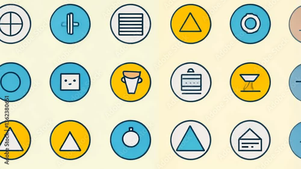 Poster colorful vector icons representing various concepts and activities generative ai