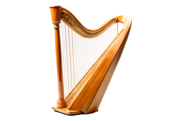 wooden Harp on transparent background