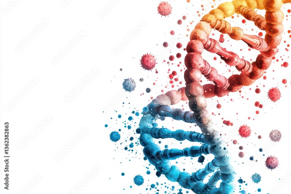 Aufkleber abstract dna structure with colorful bubbles and splashes