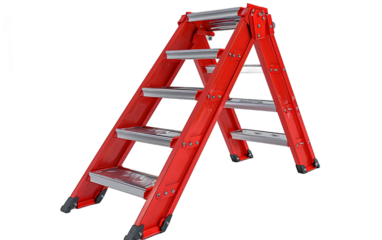 Red Aluminum Folding Step Ladder Safety Equipment for Home and Work
