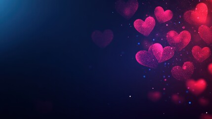 Colorful Glittering Hearts on Dark Background for Romantic Celebrations and Events, Perfect for Valentine's Day Themes and Love Stories