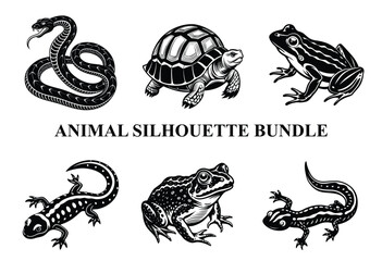 Wild Animal Silhouette Bundle | Safari Wildlife Clipart | Jungle Predator Vector