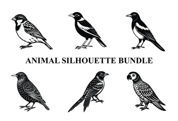 Wild Animal Silhouette Bundle | Safari Wildlife Clipart | Jungle Predator Vector