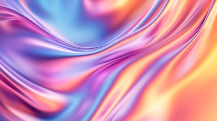 Obraz premium Vibrant, flowing, iridescent fabric. A dynamic blend of pastel colors creating a smooth, liquid effect. Fluid, abstract design