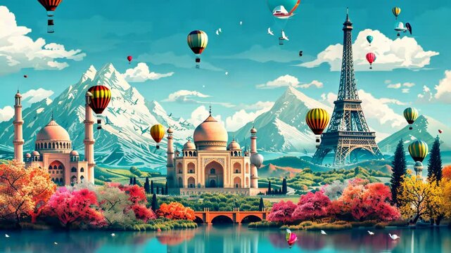 Explore the world &ndash; minimalist banners with landscapes