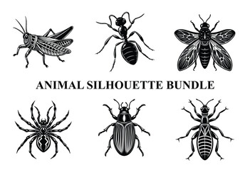 Wild Animal Silhouette Bundle | Safari Wildlife Clipart | Jungle Predator Vector
