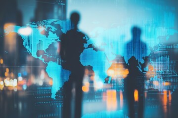 Obraz premium Business professionals analyze digital data, showcasing technology's impact on modern commerce and strategy.