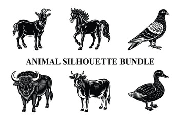 Wild Animal Silhouette Bundle | Safari Wildlife Clipart | Jungle Predator Vector