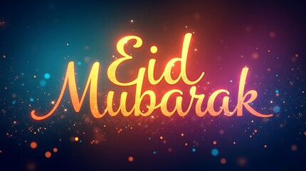 Vibrant Eid Mubarak typography design showcasing a mesmerizing rainbow gradient