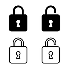 Lock icon set. Padlock open and closed. Locked and unlocked icon. Security symbol. flat vector illustration design.