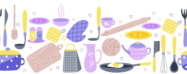 kitchen utensils background, kitchen decorative border