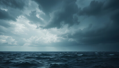 Obraz premium Dramatic Storm Clouds Rolling Over a Dark Ocean