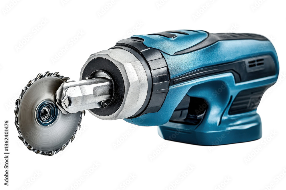 Aufkleber a powerful blue cordless rotary tool with a sharp circular saw blade ready for precision cutting aga