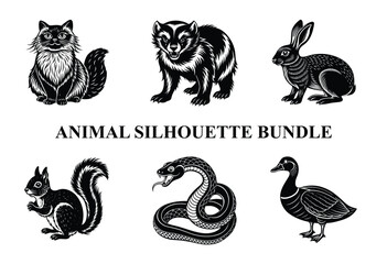 Wild Animal Silhouette Bundle | Safari Wildlife Clipart | Jungle Predator Vector