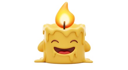 Cheerful Candle Character with Melting Wax and Smiling Face Illustration