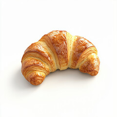photorealistic image of single buttery croissant, showcasing its flaky layers and golden brown texture, perfect for breakfast or snack