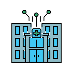 AI optimization of hospital work black line icon for digital and print projects.