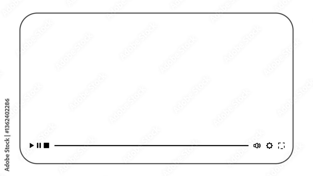 Wall mural music or video player interface vector template of media app ui. digital player monochrome progress 