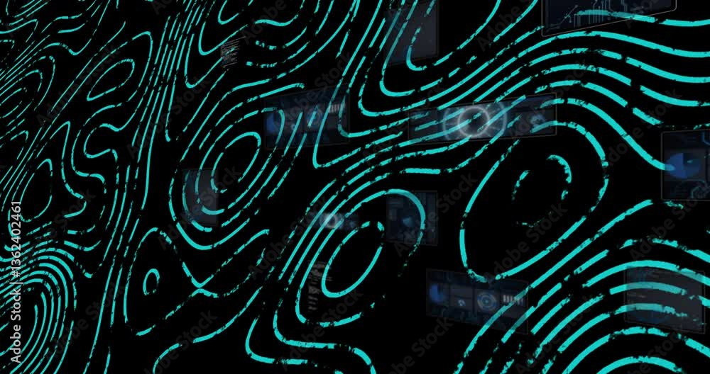 Aufkleber swirling turquoise lines creating abstract animation on dark background