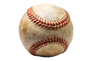 Used baseball ball on transparent background 