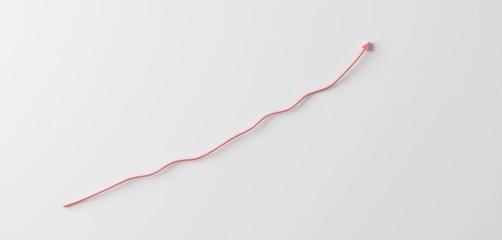 Elegant single line graph ascends smoothly against a muted background, grey, elevation