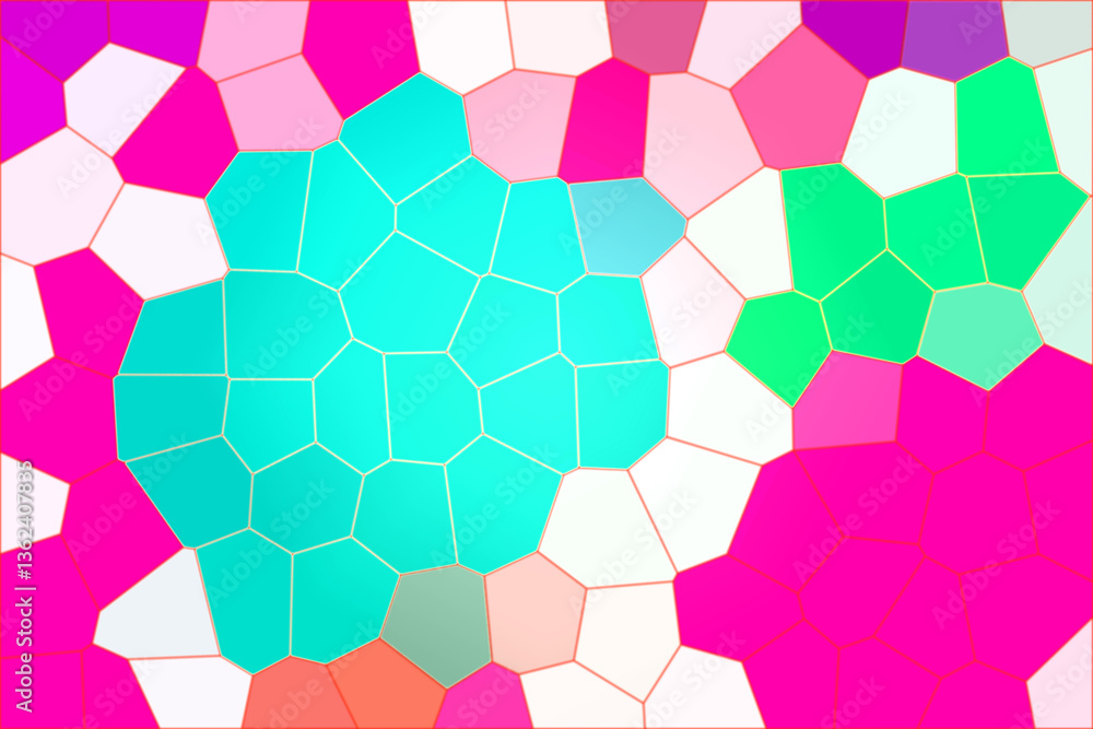 Poster vibrant geometric patterns create a playful visual tapestry of color