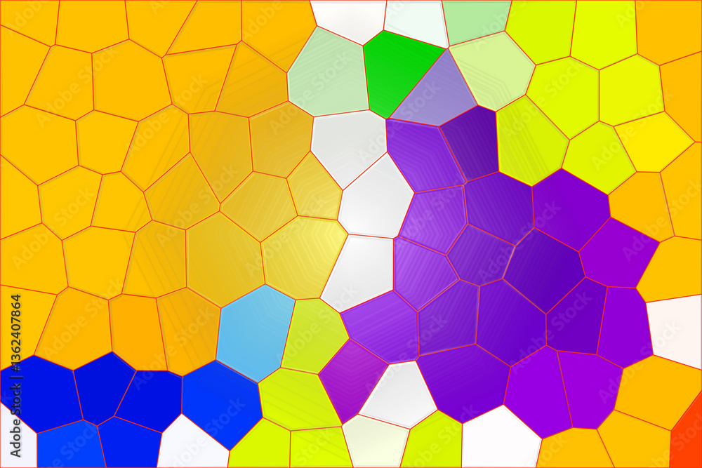 Poster vibrant mosaic of hexagonal shapes in bright colors and patterns