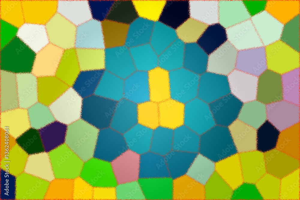 Poster bright mosaic patterns create vibrant visual harmony in colorful design
