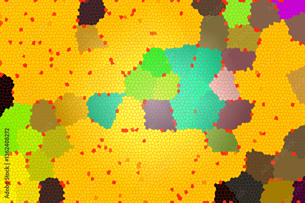 Poster vibrant geometric patterns creating a colorful mosaic of shapes and hues