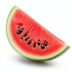 Juicy watermelon slice with black seeds, isolated PNG