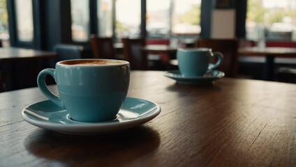 Fototapeta premium coffee cup on table in cafe for food and drink concept
