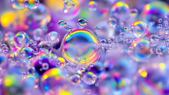 Soap Bubbles with Water and Soap Surrounded by Small Bubbles on a Soapy Background