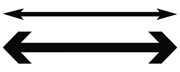Double side arrow icon. Direction, navigation arrows, double arrow vector. Vector horizontal arrow variation isolated on white background. Horizontal element, thick pointer vector.