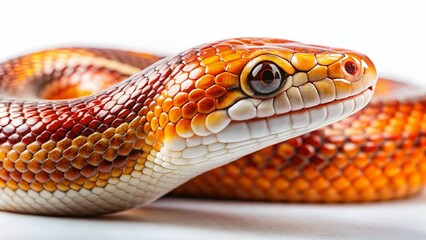 Fototapeta premium Elegant Snake with Intricate Scales on White Background - Stock Photo