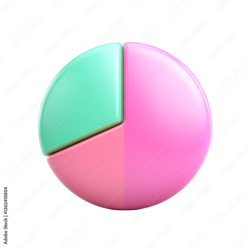 Poster colorful sphere with pink and green segment reflects unique geometry and simple design