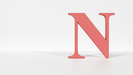 8K 3D Capital Letter N – High-Resolution Alphabet Flash Card and Typography Render