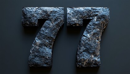 Two stone sevens against a dark background make a digital image