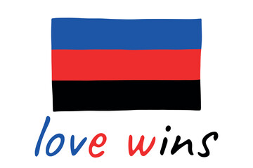 Colorful Polyamory pride flag Happy pride day LGBTQ community Pride Month Vector hand drawn doodle for posters, stickers, logo, cards